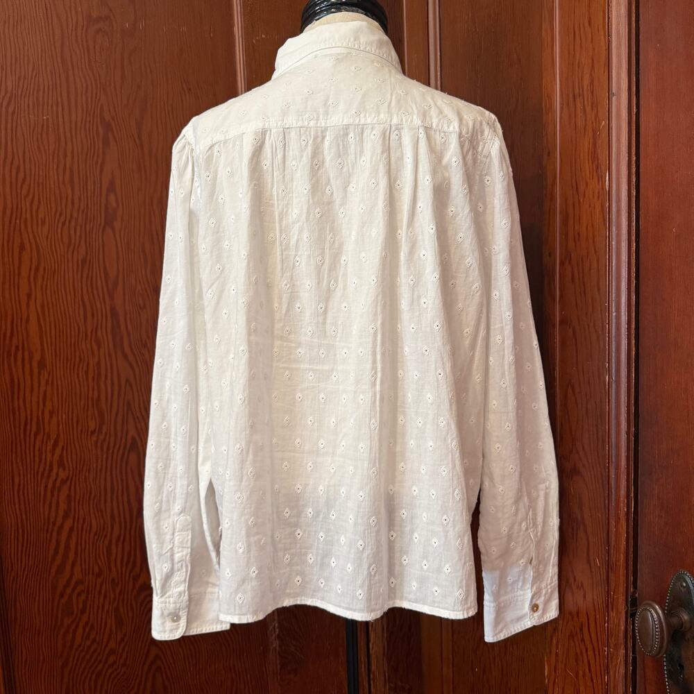 Wrap LONDON White Cotton Broderie Anglaise Blouse Peter Pan Collar US 12 UK 16 - Picture 3 of 7